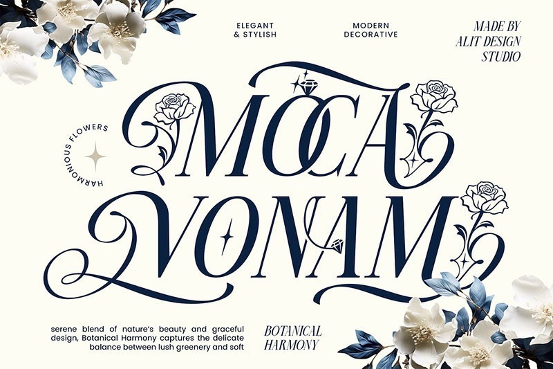 Miogina优雅的花体字英文字体